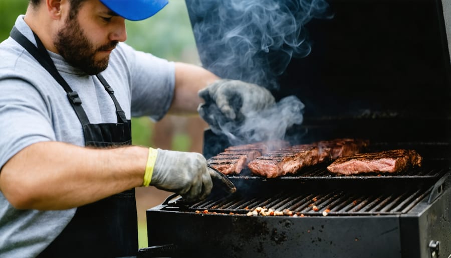 Pitmaster fine-tuning pellet grill vent settings to control smoke output