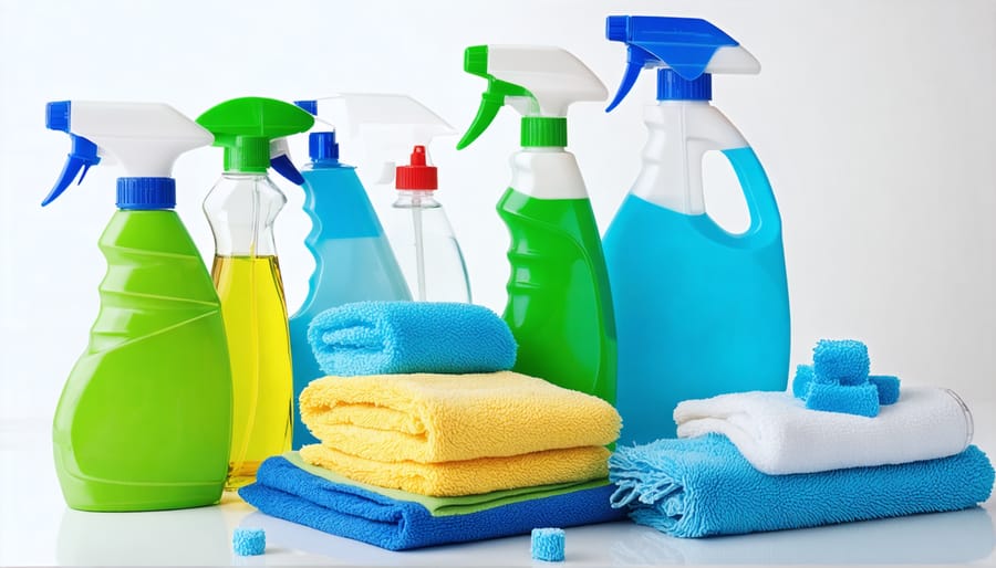 Assortment of effective cleaning products, tools, DIY solutions, and EPA-approved disinfectants