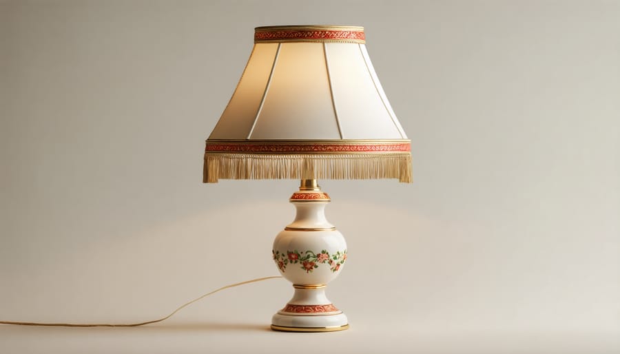 Upgraded lampshade with decorative trim and tassels