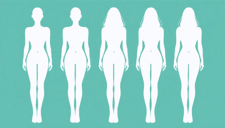 Visual guide to identifying apple, pear, hourglass, and rectangle body shapes