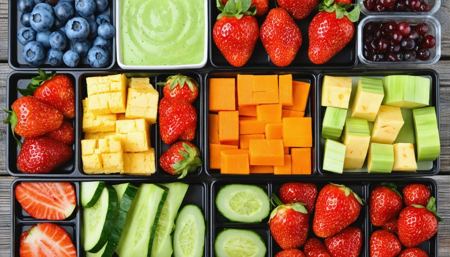 Build-your-own healthy snack station with various nutritious ingredients for kids