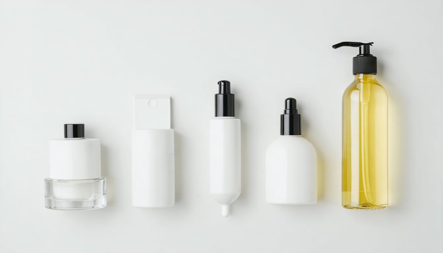 Essential minimalist skincare items including cleanser, moisturizer, and sunscreen