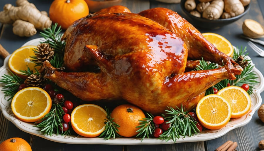 Impressive orange-ginger glazed turkey main dish for a holiday meal