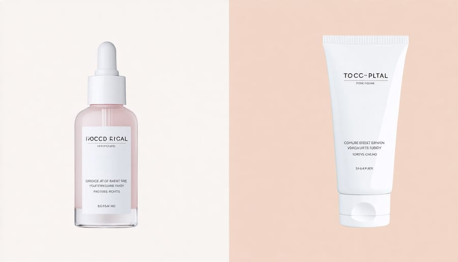 Contrasting skincare formulas tailored for specific needs, demonstrating personalization