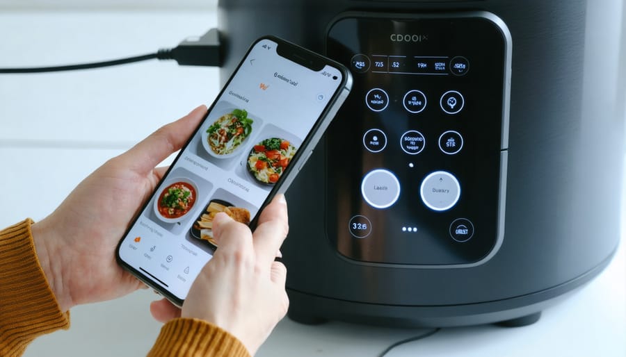 Demonstration of using a mobile app to operate a smart cooker remotely