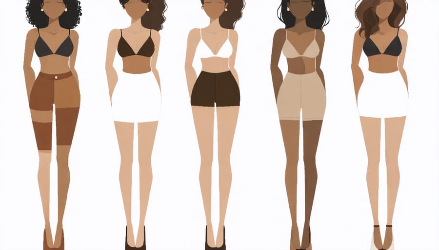 Illustrated guide to dressing for different body shapes with clothing recommendations