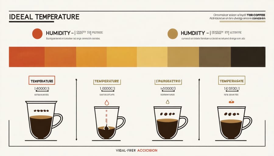 Temperature and humidity chart for optimal coffee bean storage conditions