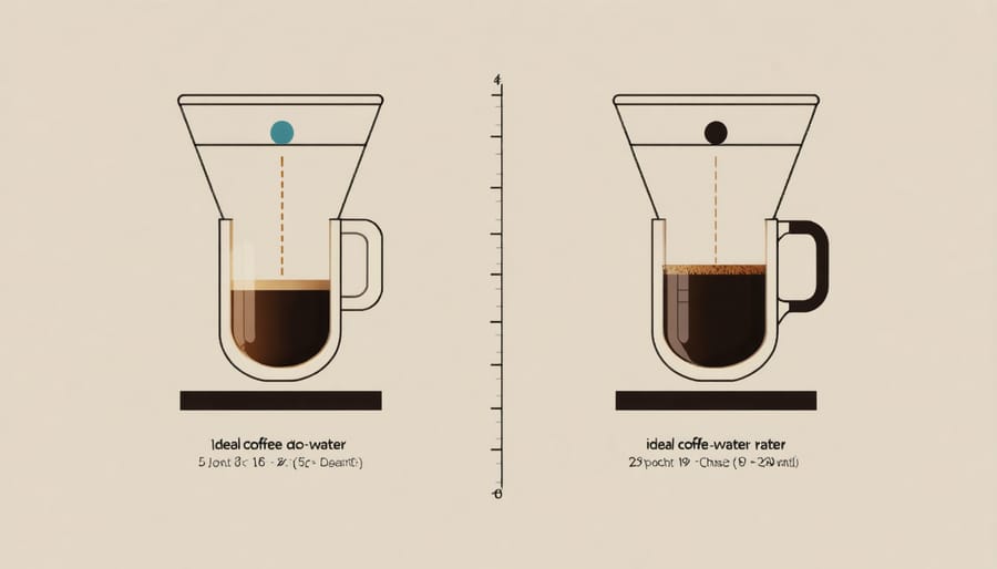 Infographic showing different coffee-to-water ratios for various brewing methods