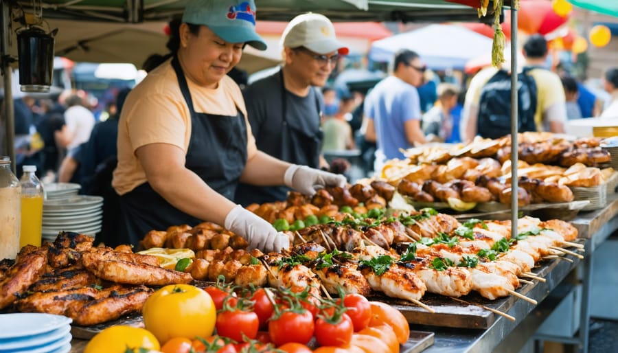 Vibrant community food festival with people sharing and celebrating different cuisines