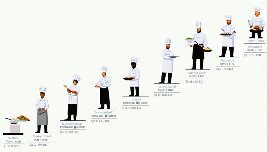 Infographic showing culinary career progression and salary levels