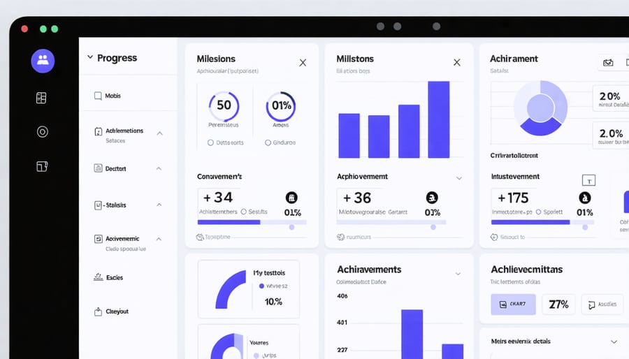 Digital dashboard displaying personalized learning progress and milestone tracking