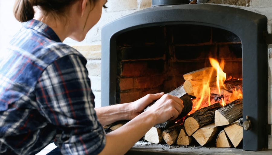 Step-by-step demonstration of cleaning and maintaining a pellet stove