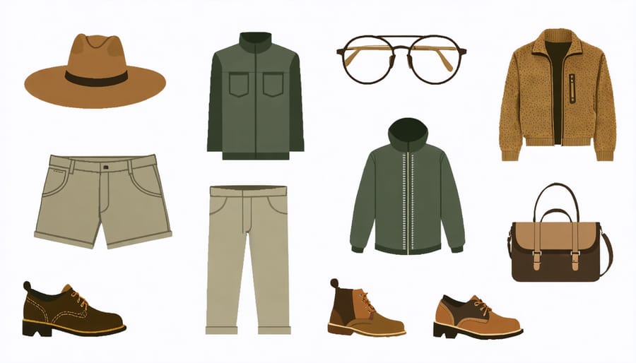 Flat lay of coordinating L.L.Bean clothing items showing versatile wardrobe combinations