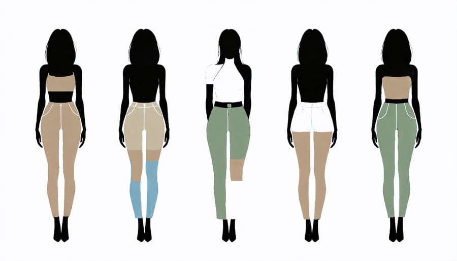 Visual guide to dressing for different body types showing hourglass, pear, apple, and rectangle shapes