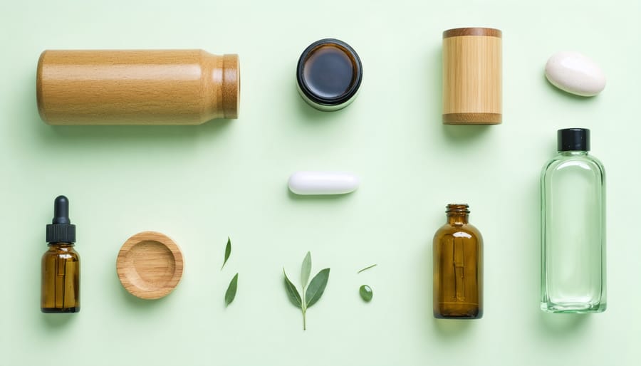 Aesthetic arrangement of sustainable beauty products showing various eco-friendly packaging solutions