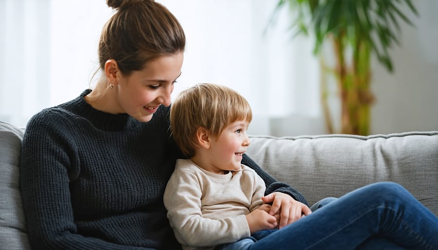 Parent and child sharing an emotional connection during a heart-to-heart conversation