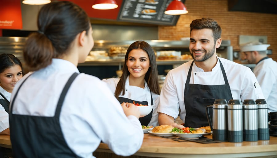 Restaurant franchise training session with instructor and trainees