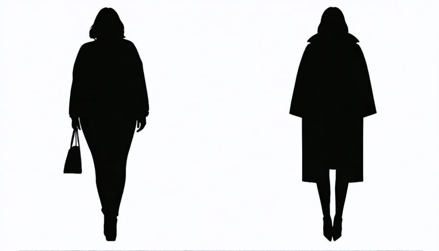 Split image showing timeless plus-size fall pieces on left and seasonal trend items on right