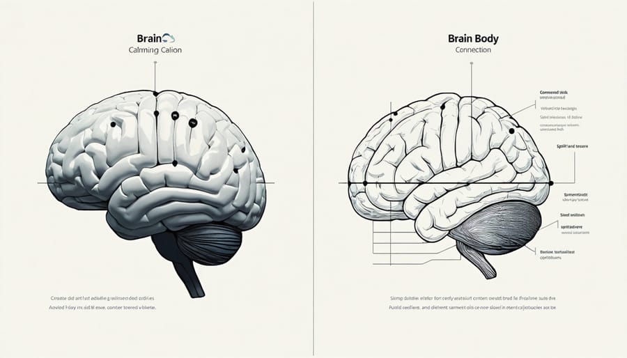 Illustrated representation of the mind-body connection during stress response