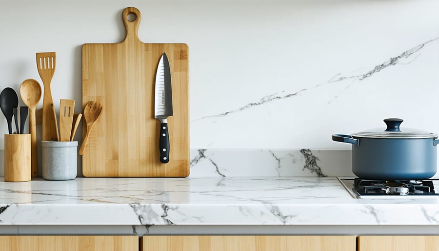 Minimalist kitchen workspace with essential cooking tools