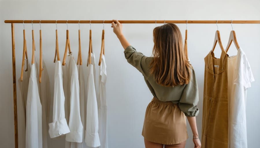 Demonstration of proper clothing storage techniques using sustainable materials