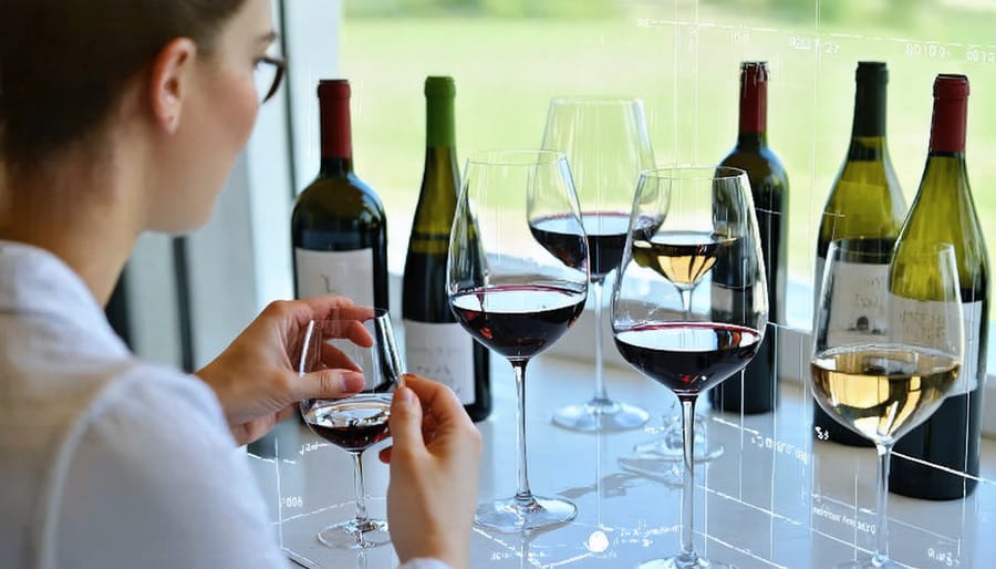 Online wine tasting class interface showing virtual interaction between instructor and students