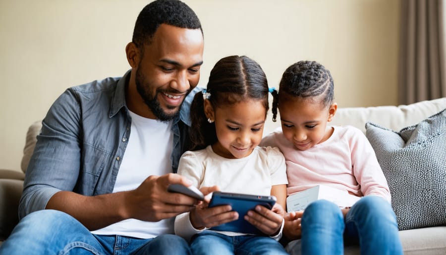 Family members sharing digital experiences while maintaining personal connection