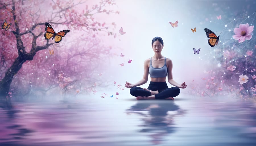 A person meditating in a calming environment, symbolizing the transformation and scientific impact of Mindfulness-Based Stress Reduction on brain health and stress management.