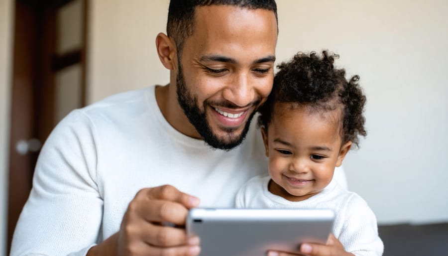 Parent and child engaged in positive co-viewing of digital content