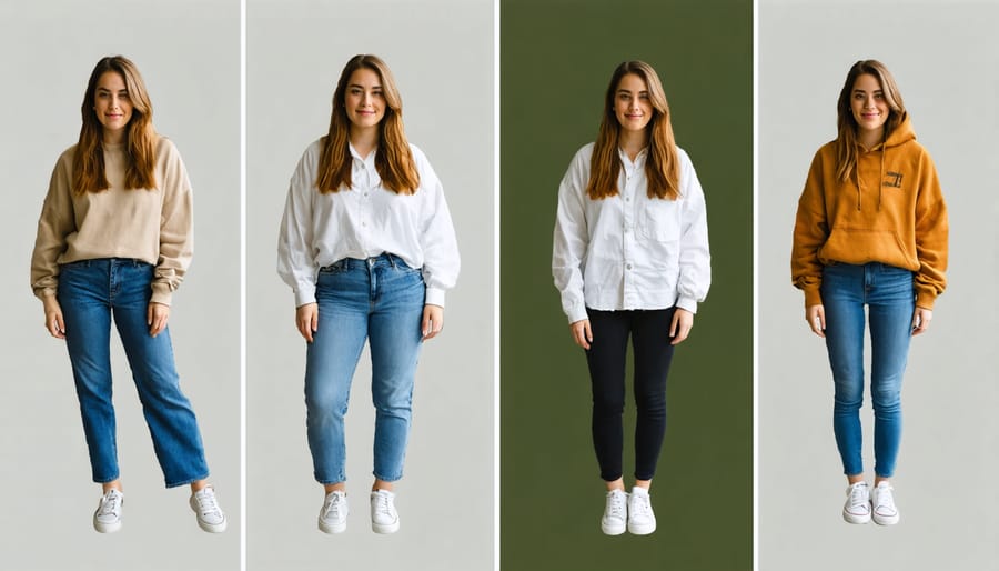 Plus-size fashion blogger demonstrating versatile styling of a classic blazer in three distinct outfits