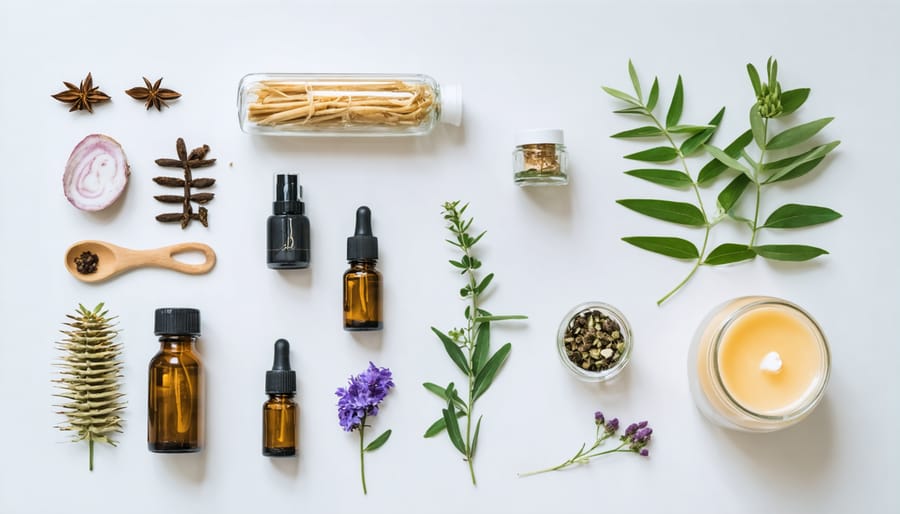 Social media ready photograph of artisanal beauty products with ingredients