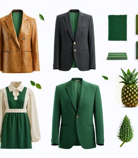A collage highlighting sustainable fashion elements with eco-friendly fabrics, stylish garments, and unique accessories, representing the merge of sustainability and chic design.