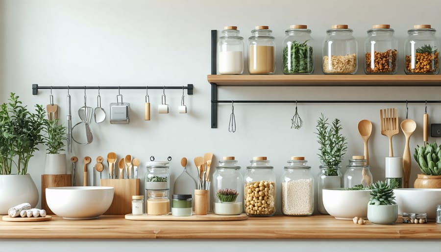 Professionally arranged home beauty product creation workspace with ingredients and tools