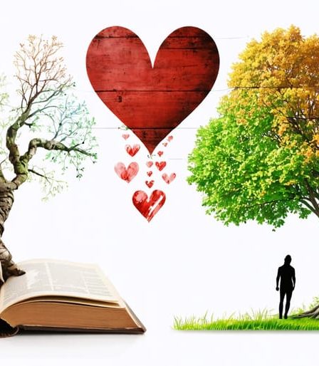A collage representing modern parenting styles with symbols including an open book, a heart, a growing tree, and an interconnected web, illustrating the diversity and integration of these approaches.