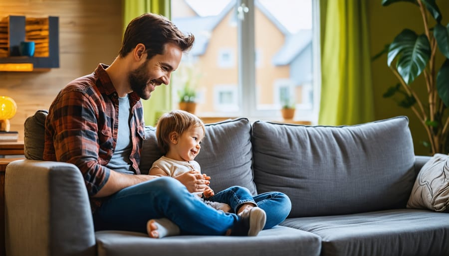 Mother and child having a heart-to-heart conversation in a comfortable home setting