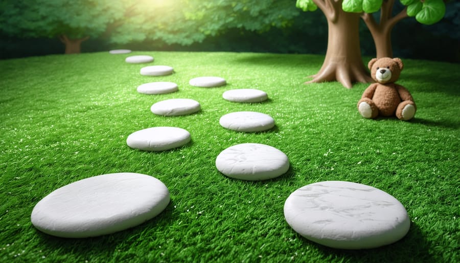 A visual representation of the parenting journey depicted as a path with six distinct stages, combining elements of digital tools and traditional symbols to illustrate the growth and adaptation involved in modern parenthood.