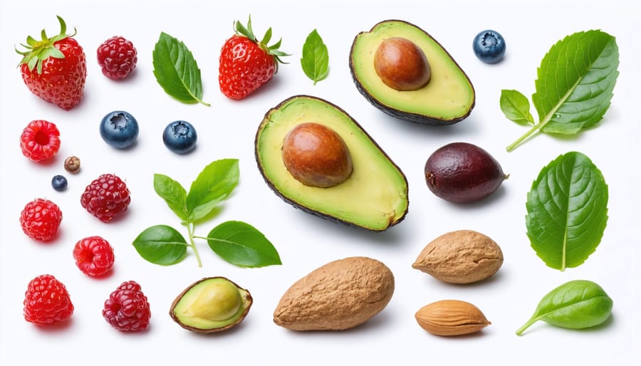 Arrangement of antioxidant-rich foods known for supporting skin health