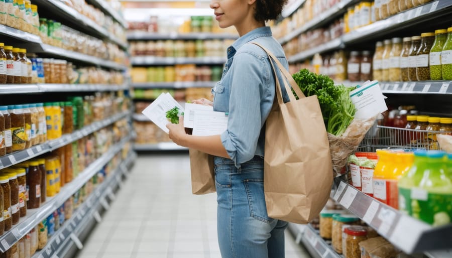 Sustainable shopping practice demonstration with reusable containers at bulk store