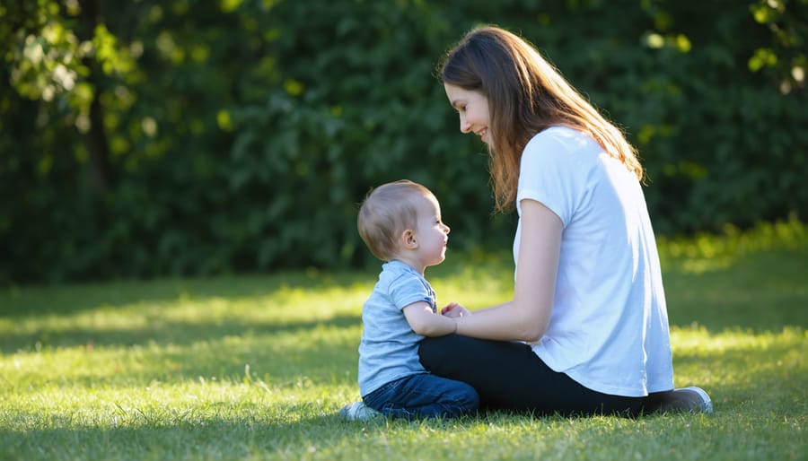 Parent actively listening to child with engaged body language and eye contact