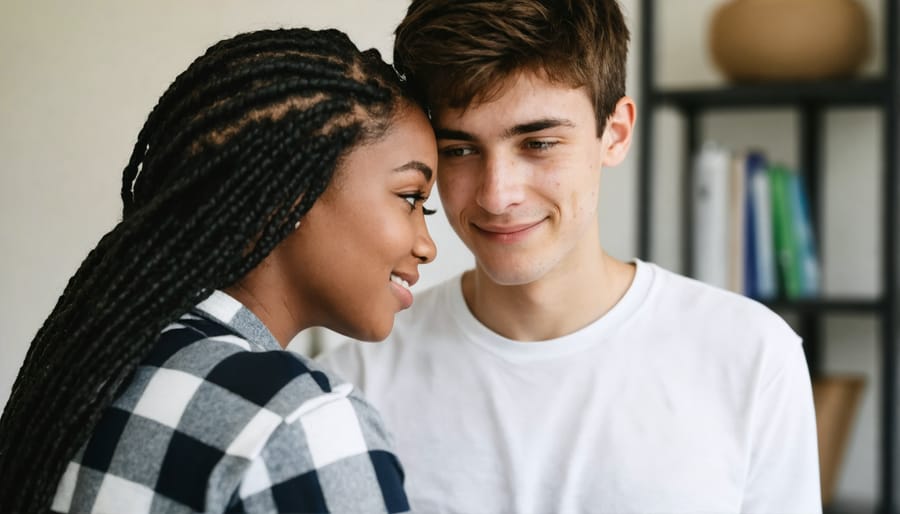 Parent demonstrating active listening while teenager speaks