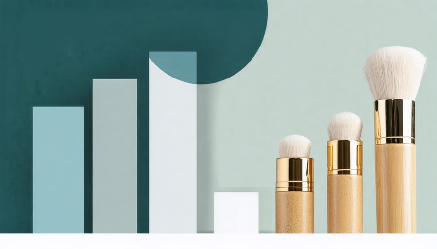 Business growth visualization with upward trending graphs and modern beauty salon