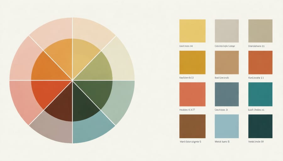 Interior design color wheel demonstrating basic color theory combinations