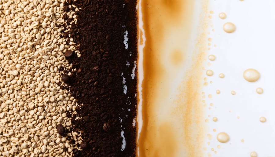 Comparison of two coffee cups showing correct vs incorrect extraction results