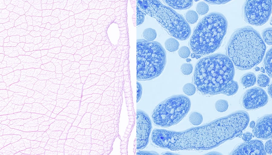 Split image showing the relationship between gut microbiome health and skin appearance