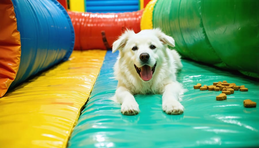 Indoor pet play station featuring enrichment activities and interactive toys