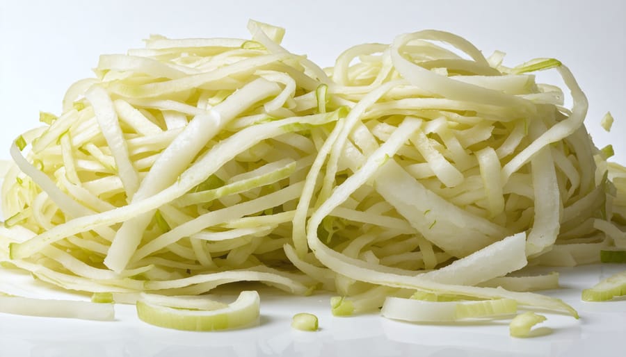 Four-panel image showing the stages of preparing homemade sauerkraut from fresh cabbage