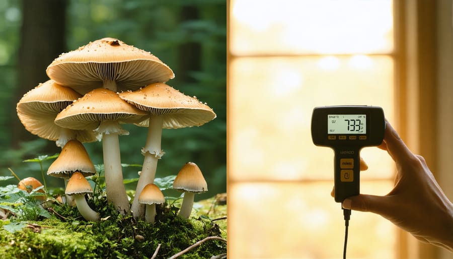 Demonstration of mushrooms being exposed to sunlight to increase vitamin D content