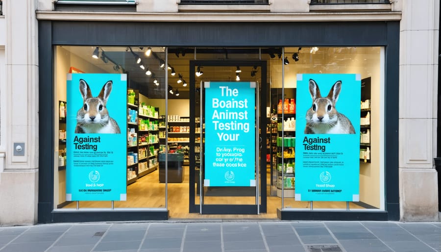 The Body Shop retail store displaying their ethical stance against animal testing