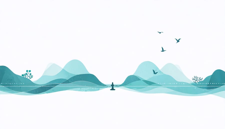 Minimalist illustration showing breathing pattern with arrows indicating inhale and exhale cycles