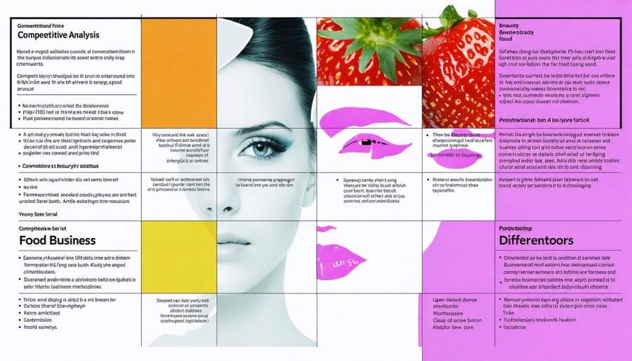 Visual representation of competitive analysis for beauty and food businesses